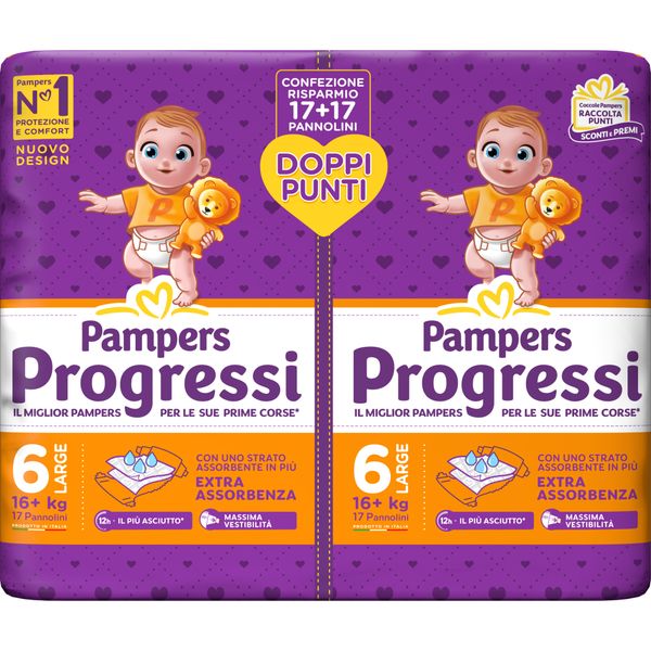 Pannolino progressi taglia 6 xl 34 pz - pampers - Catalogo Pampers