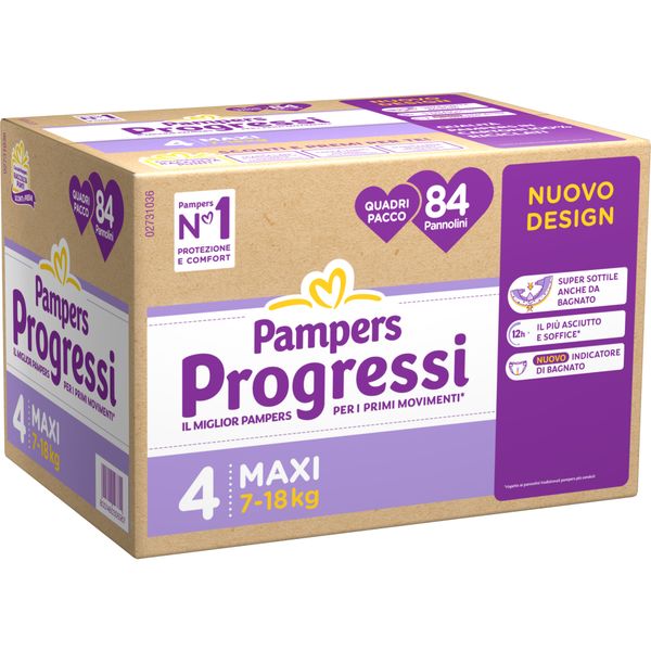 Progressi taglia 4 maxi quadri pacco x84 - pampers - Catalogo Pampers