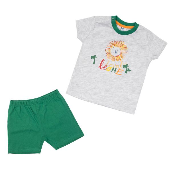 Pigiama estivo due pezzi bimbo grigio/verde - Mawi
