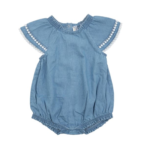 Tutina mezza manica pagliaccetto bimba blue denim - Mawi