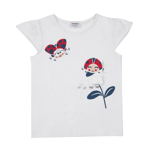 T-shirt giromanica bianca bimba "dolci coccinelle" - Mawi