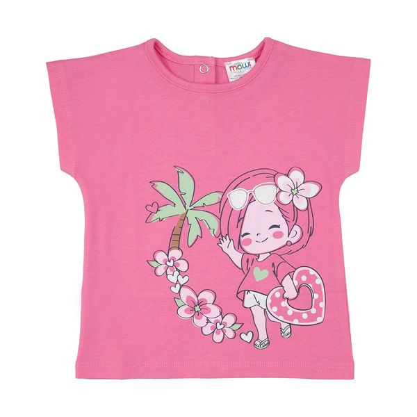T-shirt giromanica rosa "bimba dolce" - Mawi