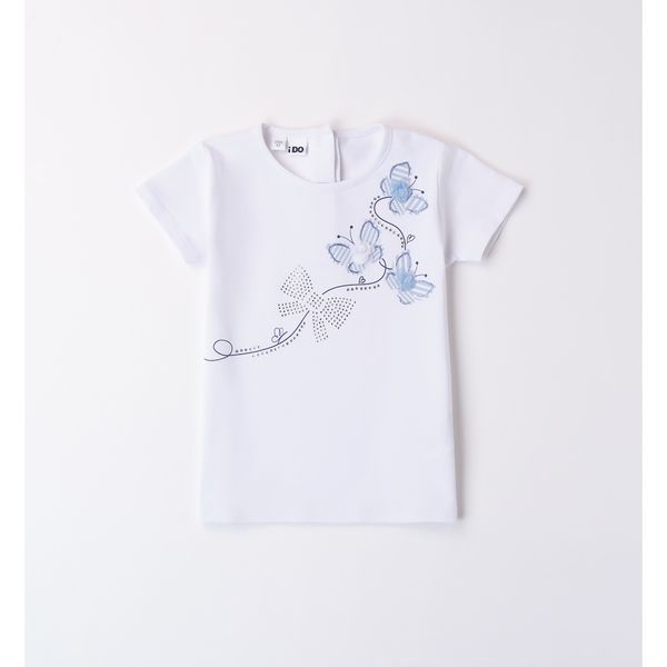 Tee shirt bianca farfalle e fiocco - IDO