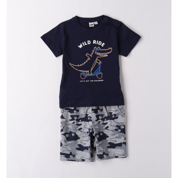 Completo corto short mimetico + ts blu cocco - IDO