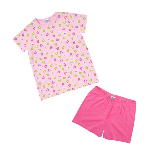 Pigiama maglietta e pantaloncini bimba rosa stampato - Mawi