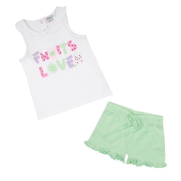 Set jersey due pezzi canotta + short bimba bianco/verde - Mawi