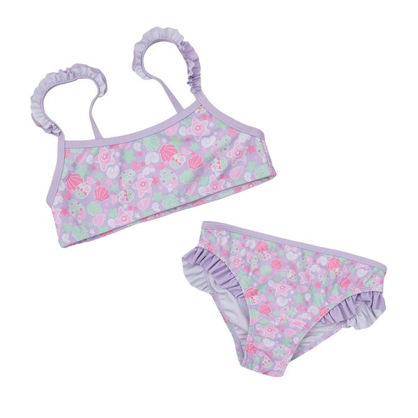 Costume 2 pezzi lilla bimba con frill - Mawi