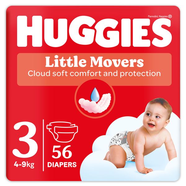 Pannolini little movers unisex grande t 3 56pz - huggies - Huggies