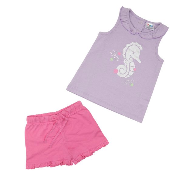 Set jersey due pezzi canotta + short bimba lilla/rosa - Mawi