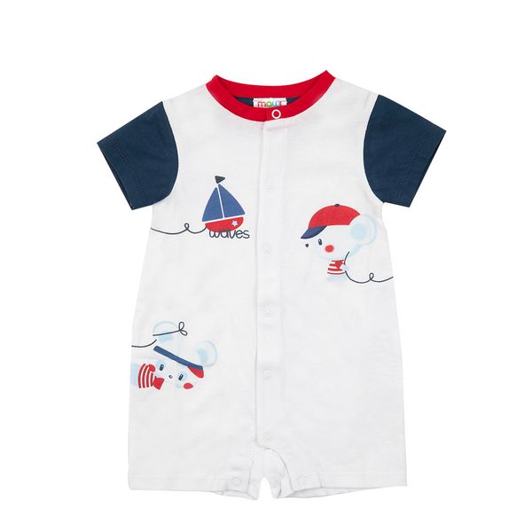 Tutina jersey maniche corte bimbo bianca - Mawi