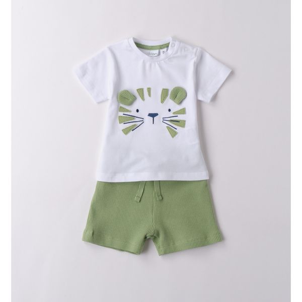 Completo corto short verde + ts bianca leone - IDO