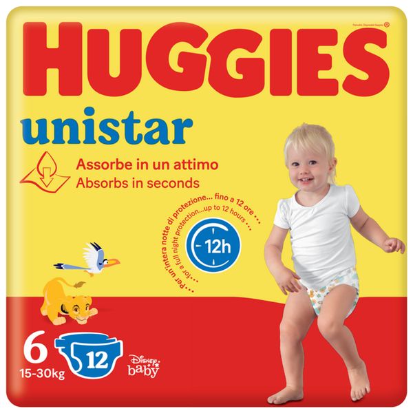 Pannolini bimbo unistar 6 xl 15-30 kg.12 pz. - huggies - Huggies