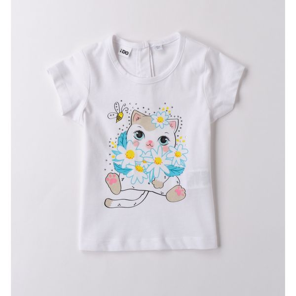 Tee shirt bianca con gatto - IDO