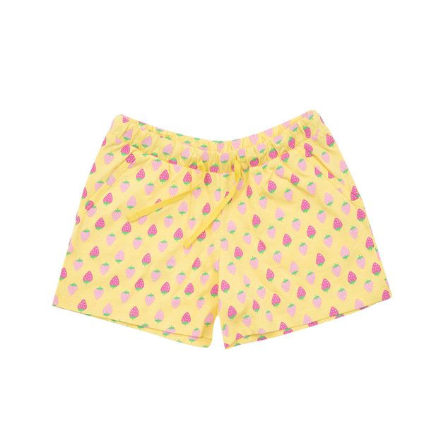 Shorts jersey bimba giallo stampa fragoline - Mawi