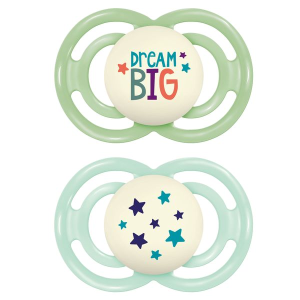 Succhietto perfect night confezione doppia 6+ mesi con porta ciuccio - verde - mam - Mam