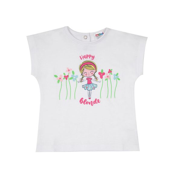 T-shirt jersey bimba bianca stampa bambolina - Mawi