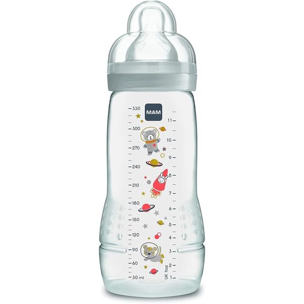 Biberon easy active baby bottle 330 ml 4+ mesi, tettarella misura 3 piatta e simmetrica, neutro - mam - Mam