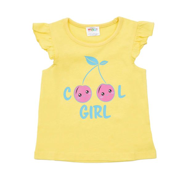 Canotta jersey bimba gialla con frill stampata - Mawi