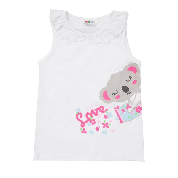 Canotta jersey bimba bianca con colletto - Mawi