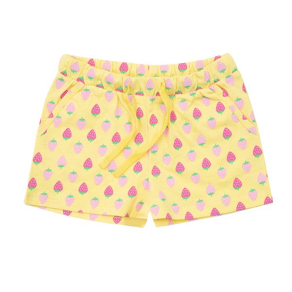 Shorts jersey bimba giallo stampa fragoline - Mawi