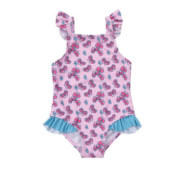 Costume intero bimba rosa farfalle - Mawi