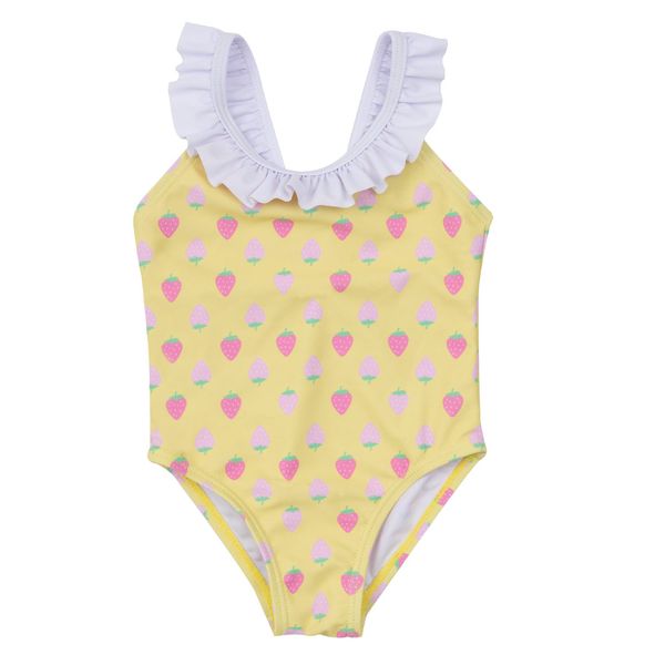 Costume bimba intero con rouches giallo - Mawi