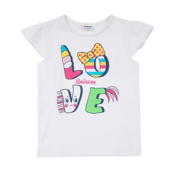 Canotta jersey bimba bianca con frill stampata - Mawi