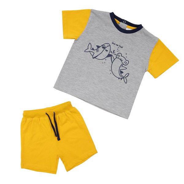 Set due pezzi t-shirt + shorts bimbo grigio/giallo - Mawi