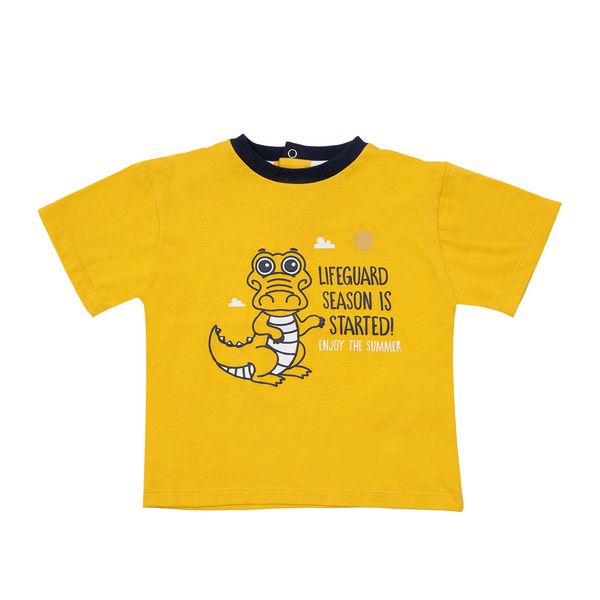 T-shirt jersey bimbo gialla stampa "coccodrillo" - Mawi