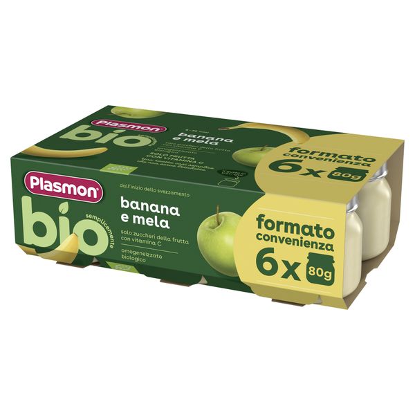Omogeneizzato bio - banana mela 6x80g - plasmon - Plasmon