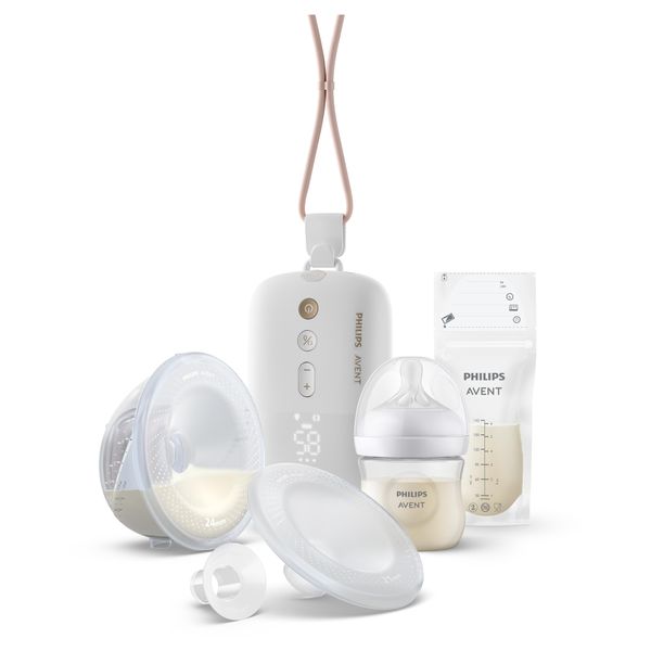 Set tiralatte elettrico indossabile singolo hands free  + biberon natural response 125ml + sacchetti conserva latte - philips avent - Avent