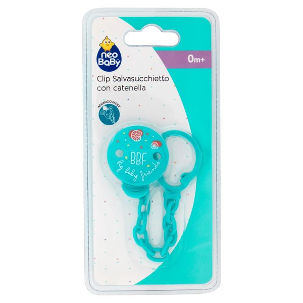 Clip salvasucchietto con catenella - verde - neo baby - Neo Baby