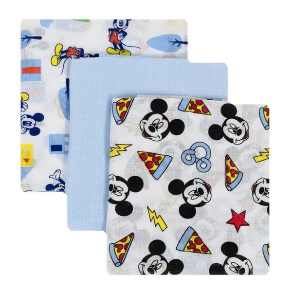 Topolino - set 3 quadrati di garza mussole cotone - Disney