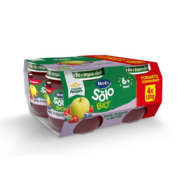 Omogeneizzato solo  mela fragola mirtillo 4x120g - hero - Hero