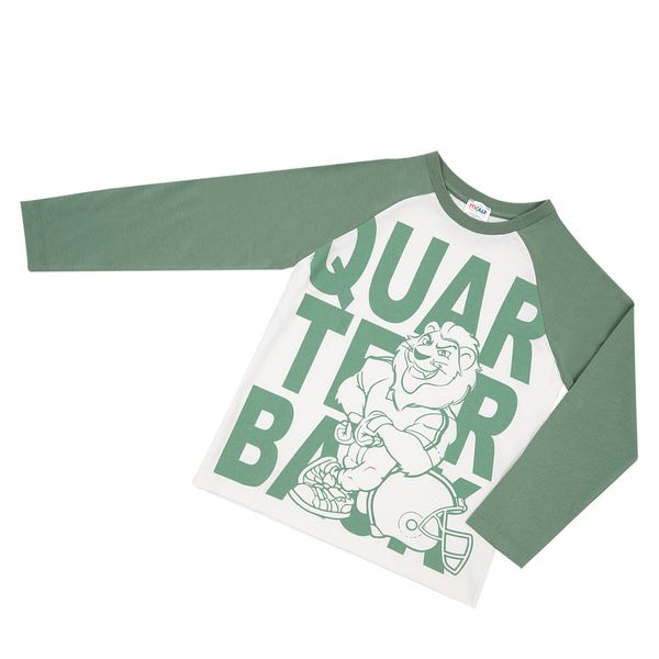 Maglia jersey manica lunga bimbo panna/verde - Mawi