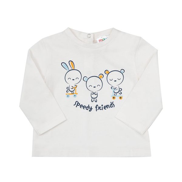 T-shirt jersey manica lunga bimba panna con stampa - Mawi