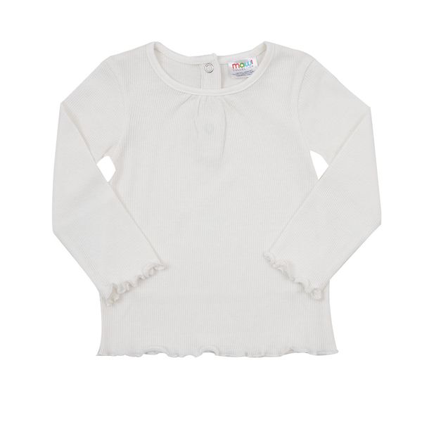 T-shirt manica lunga da bambina bianca costina - Mawi