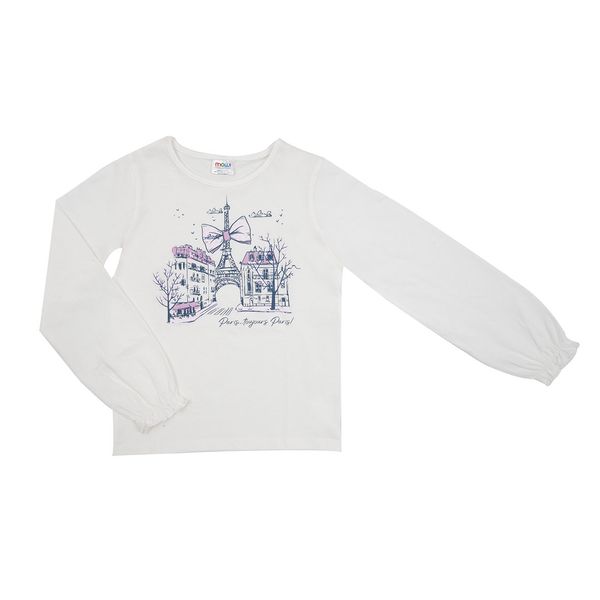 T-shirt manica lunga bimba bianca "paris" - Mawi