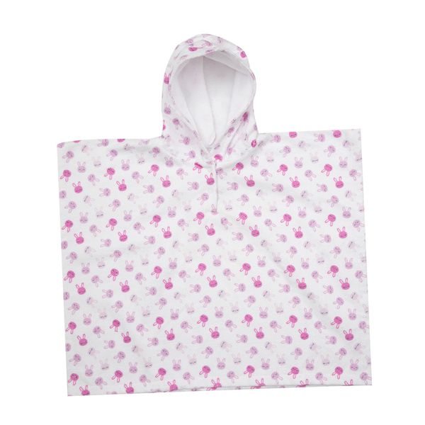 Poncho spugna bimba bianco stampato con cappuccio - Mawi