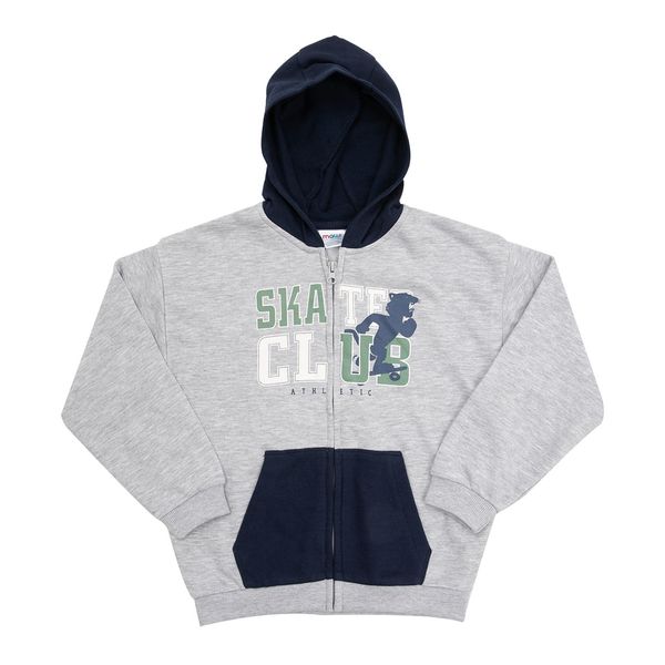 Felpa zip bimba grigio/blu stampata - Mawi