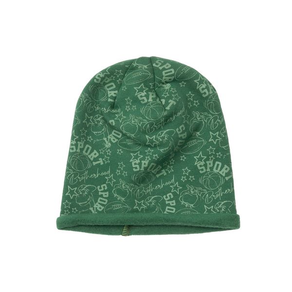 Cappello felpato bimbo verde stampato - Mawi