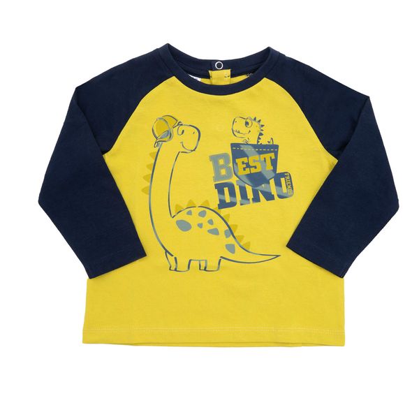 T-shirt jersey manica lunga bimbo blu/giallo "dino" - Mawi