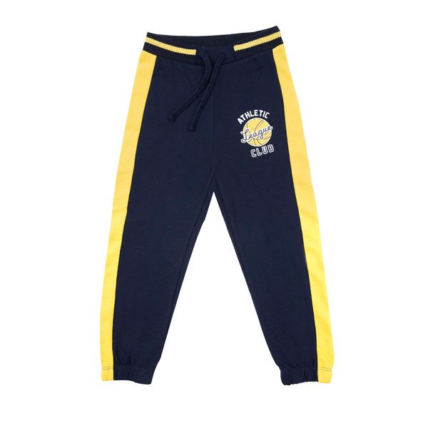 Pantalone felpato bimbo blu/giallo stampato - Mawi