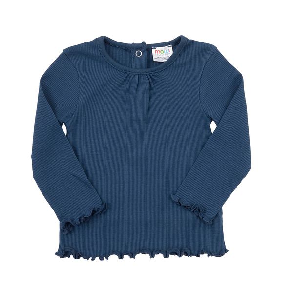 T-shirt manica lunga da bambina blu scuro costina - Mawi