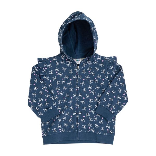 Felpa zip bimba blu stampata - Mawi