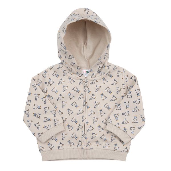 Felpa zip bimbo beige stampata - Mawi