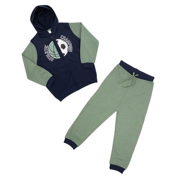 Set 2 pezzi felpa + pantalone bimbo blu/verde - Mawi