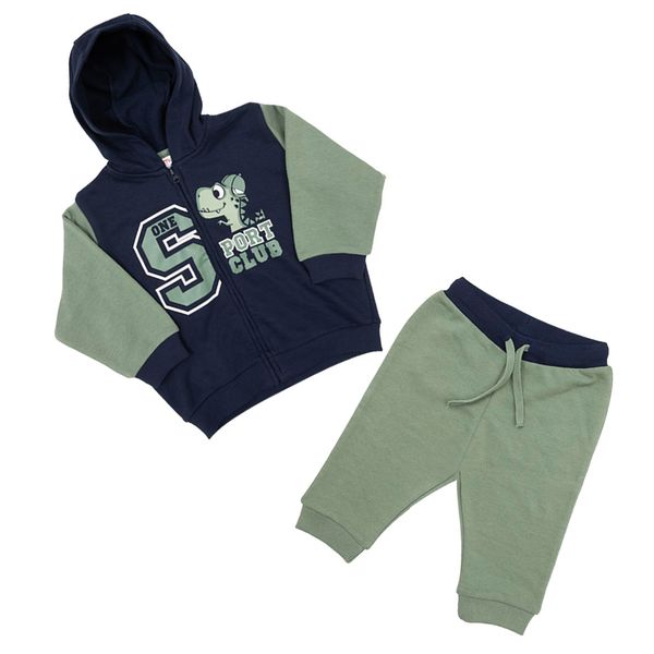 Set 2 pezzi felpa + pantalone bimbo blu/verde - Mawi