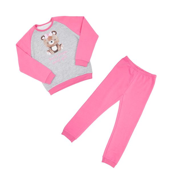 Pigiama due pezzi felpato bimba rosa stampato - Mawi