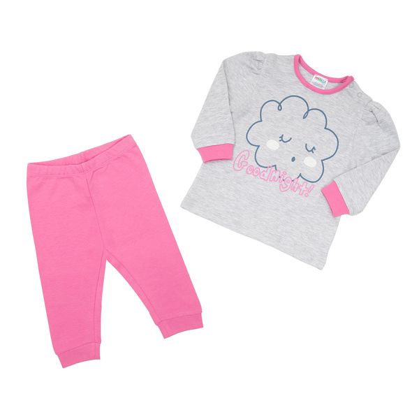 Pigiama due pezzi interlock bimba grigio/rosa stampato - Mawi
